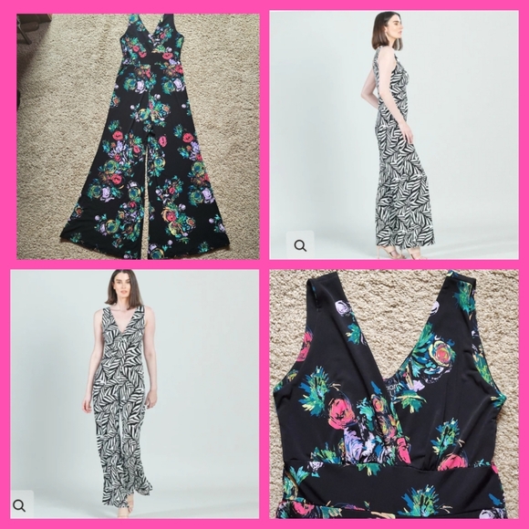 CLARA SUNWOO Floral Signature jumpsuit Size S Colors black pink green turquoise - Picture 2 of 14